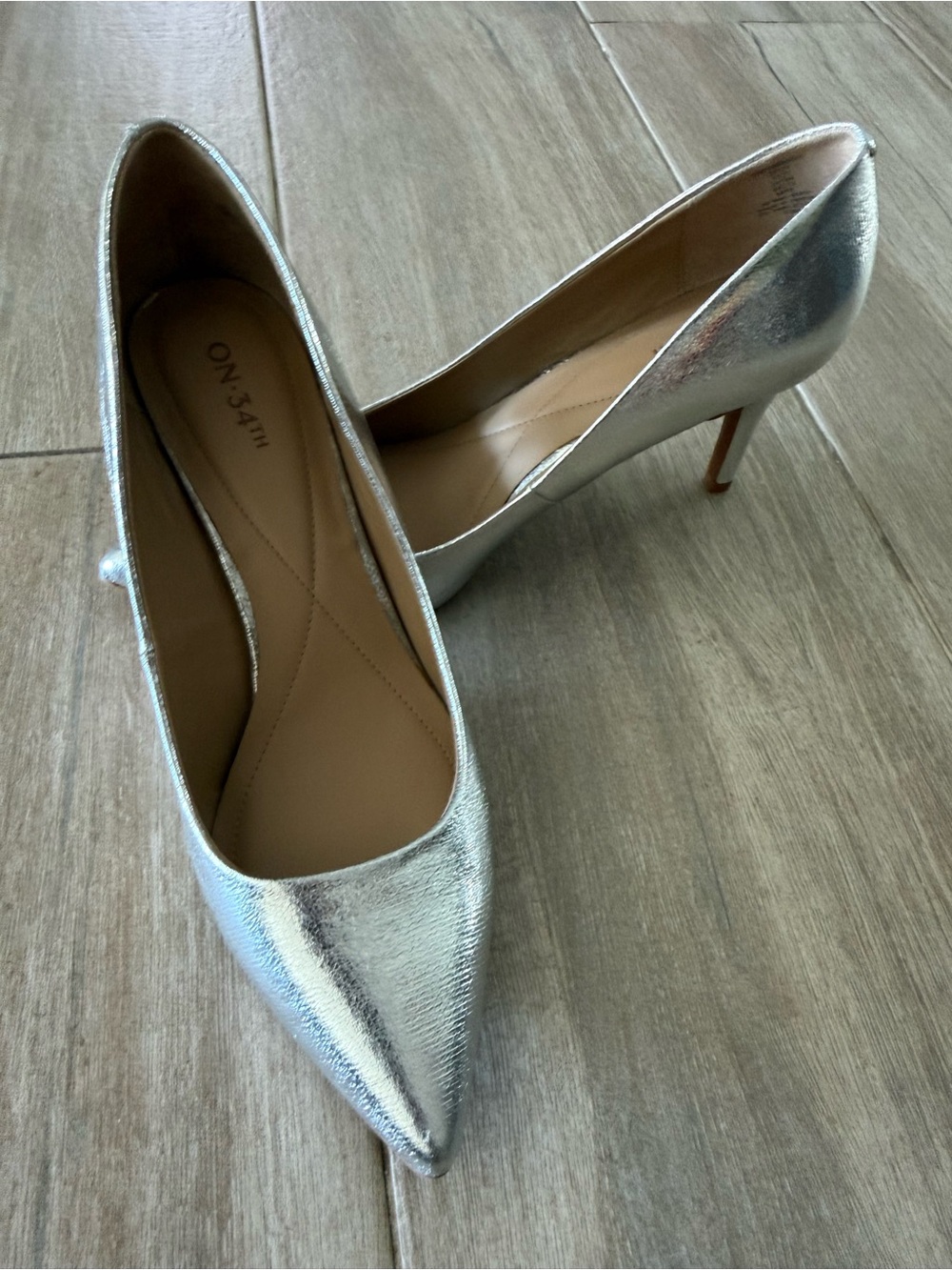 ON 34th Metallic Silver Pointed-Toe Women's Pumps